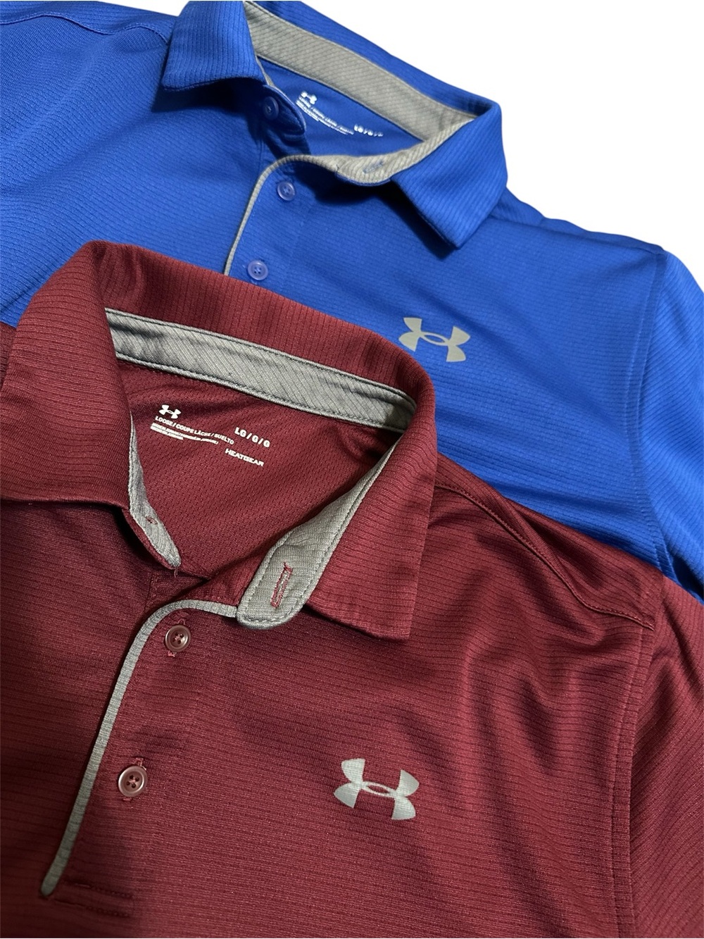 Under Armor Men's Polo Shirt Duo- Blue & Maroon size L